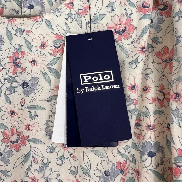 Polo Ralph Lauren Size 0 Floral Midi Dress Tie Shoulder Cottagecore Boho NWT - Picture 6 of 10